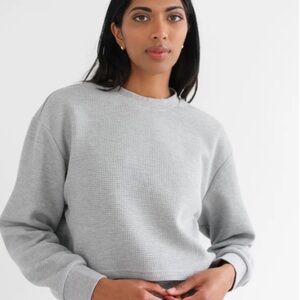 Brunette The Label Cropped Waffle Crewneck Sweatshirt - Light Gray